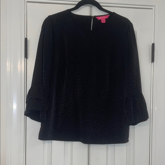 LILLY PULITZER Onyx Christie Bell Sleeve Top Sz. M - Picture 2 of 8